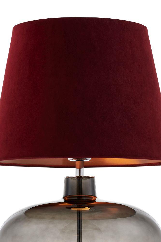 Lampa stołowa SAWA VELVET bordowa, przydymiona podstawa