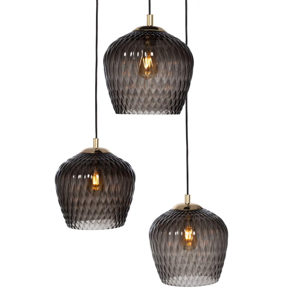 VENUS 3 three-point pendant lamp in graphite, on a plafond