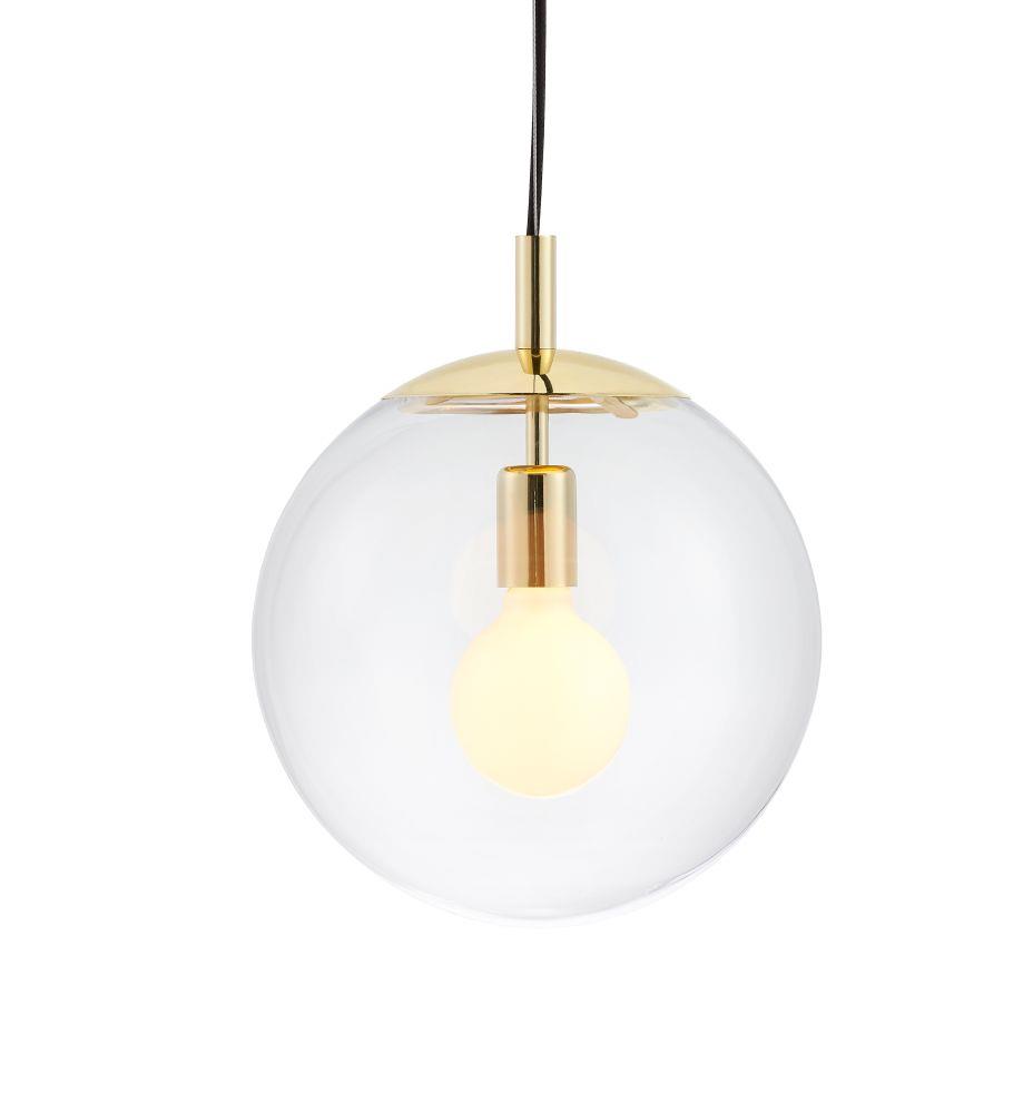 ALUR M gold pendant lamp, transparent shade, 30 cm