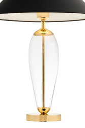 Lampa stołowa REA GOLD czarna, z transparentną podstawą