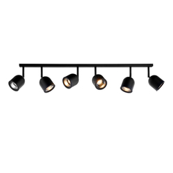 SPARK 6 six-point ceiling spotlight black, on strip