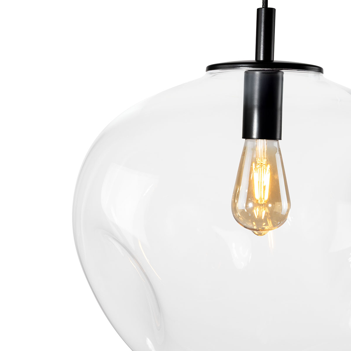 Lampa wisząca AVIA BLACK L transparentna, 40 cm