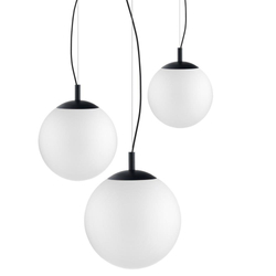Lampa wisząca czarna ALUR 3 KASPA klosze białe, Kaspa
