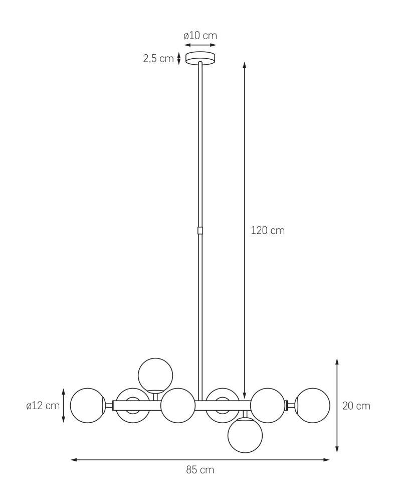 CUMULUS 2 eight-point chandelier, chrome