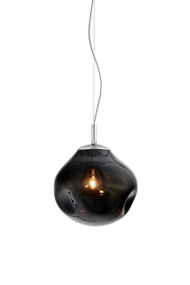 AVIA S pendant lamp smoky, 25 cm, chrome