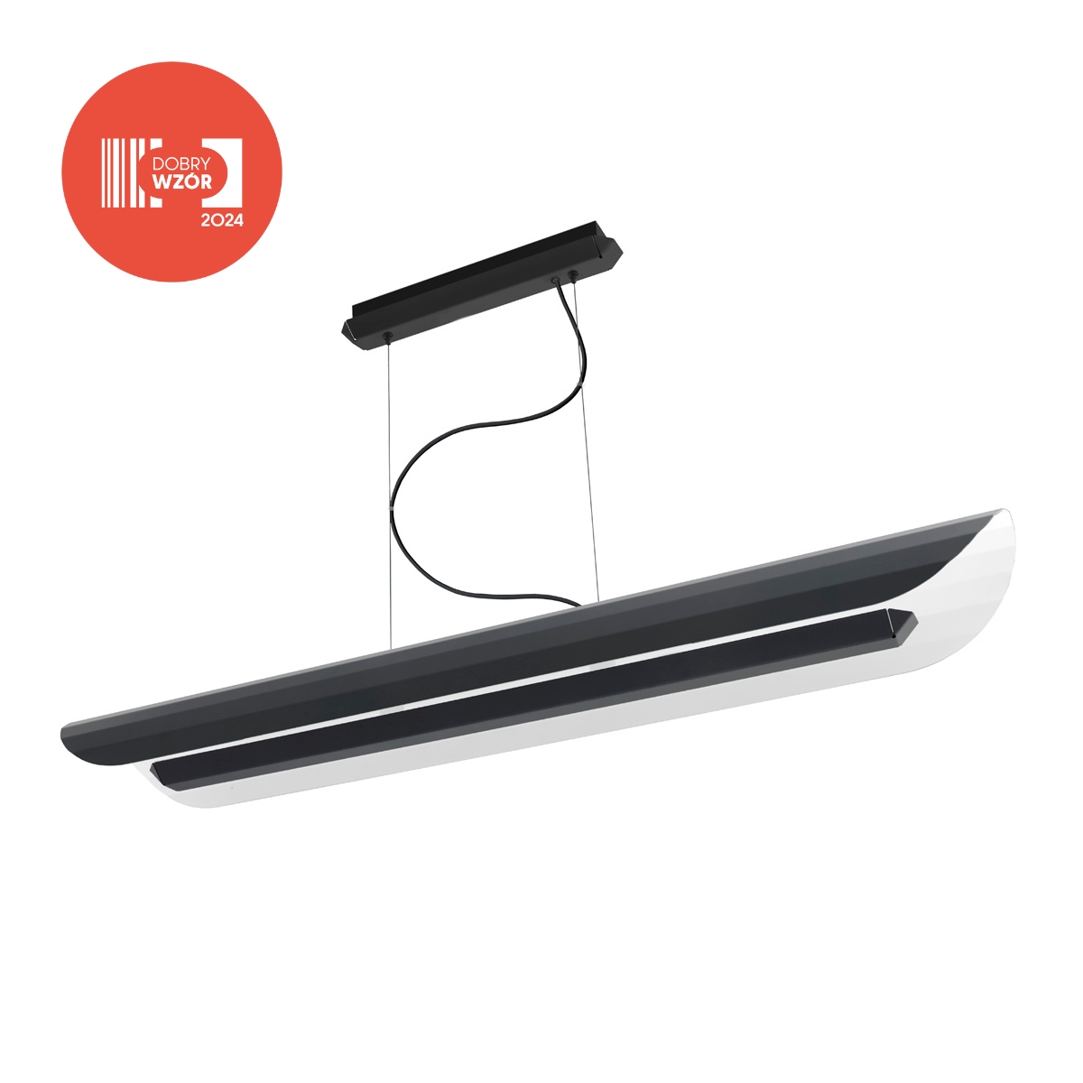 APOLIN 120 cm linear pendant lamp, black and white