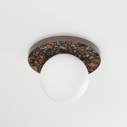 Round wall lamp LEGRA IP44, dark brown