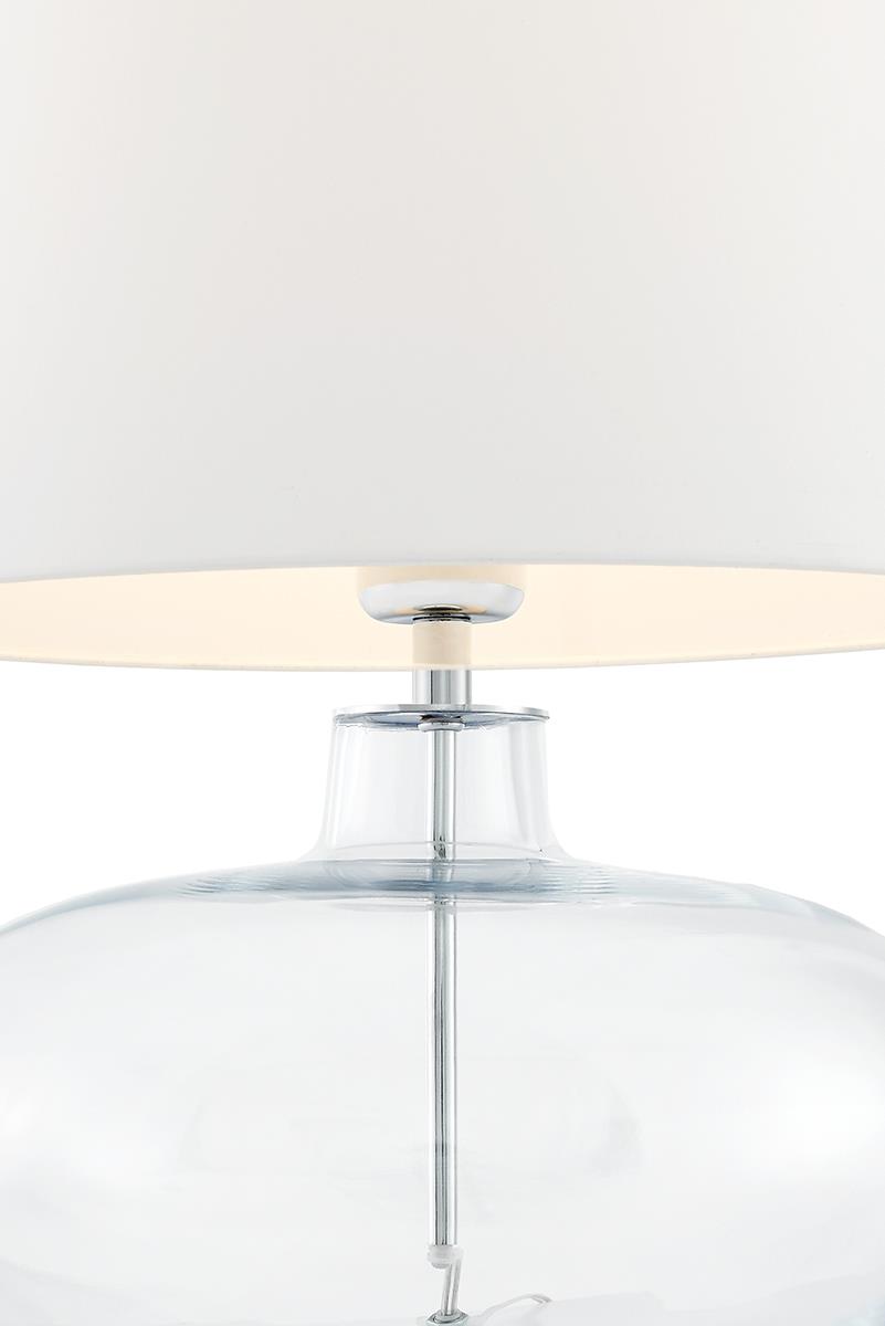 Lampa stołowa SAWA biała, transparentna podstawa