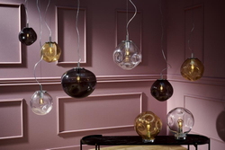 AVIA L transparent pendant lamp, 40 cm, chrome