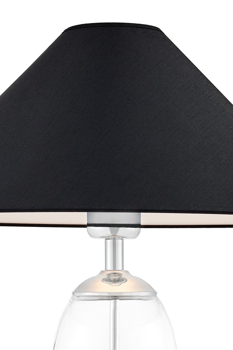 Lampa stołowa REA SILVER czarna, z transparentną podstawą