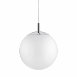 Lampa wisząca ALUR L chrom, biały klosz 40 cm