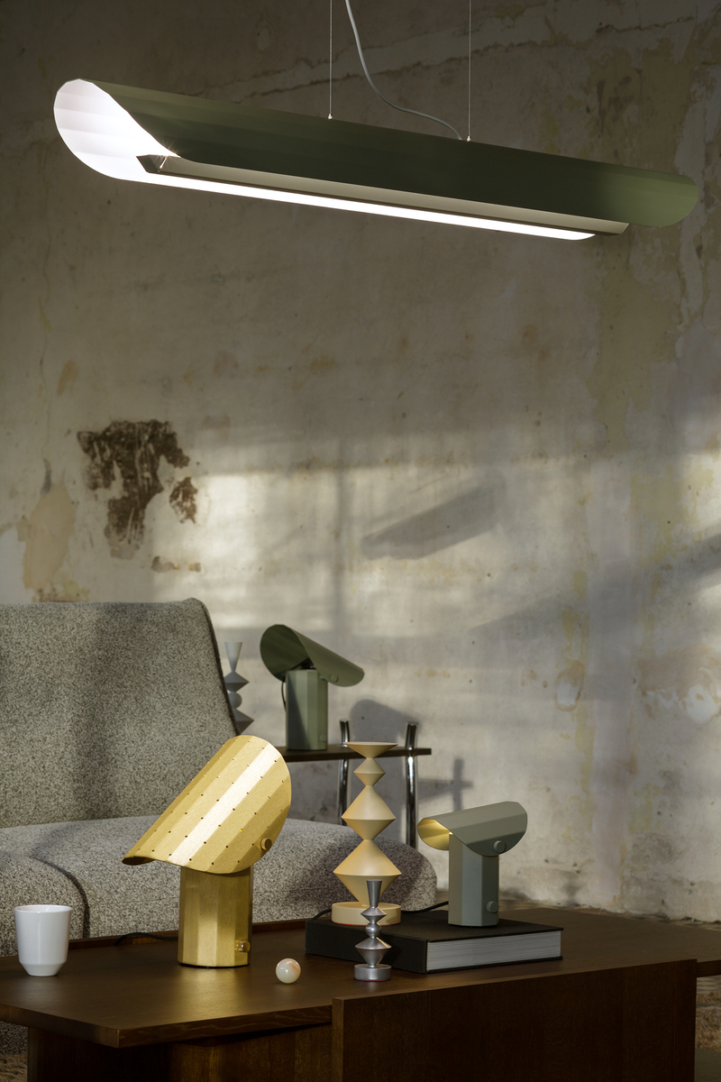 APOLIN 120 cm linear pendant lamp, sage and white