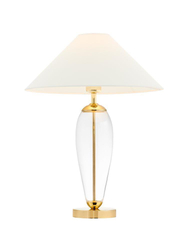 REA GOLD white table lamp with transparent base