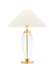 Lampa stołowa REA GOLD biała, z transparentną podstawą
