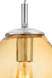 AVIA S amber pendant lamp, 25 cm, chrome
