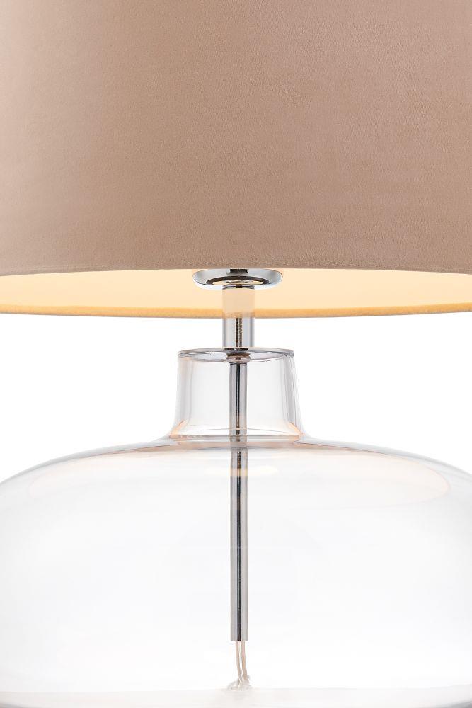 Lampa stołowa SAWA VELVET beżowa, transparentna podstawa