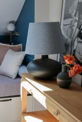 Lampa stołowa SAWA CLASSIC błękitny melanż, grafitowa podstawa