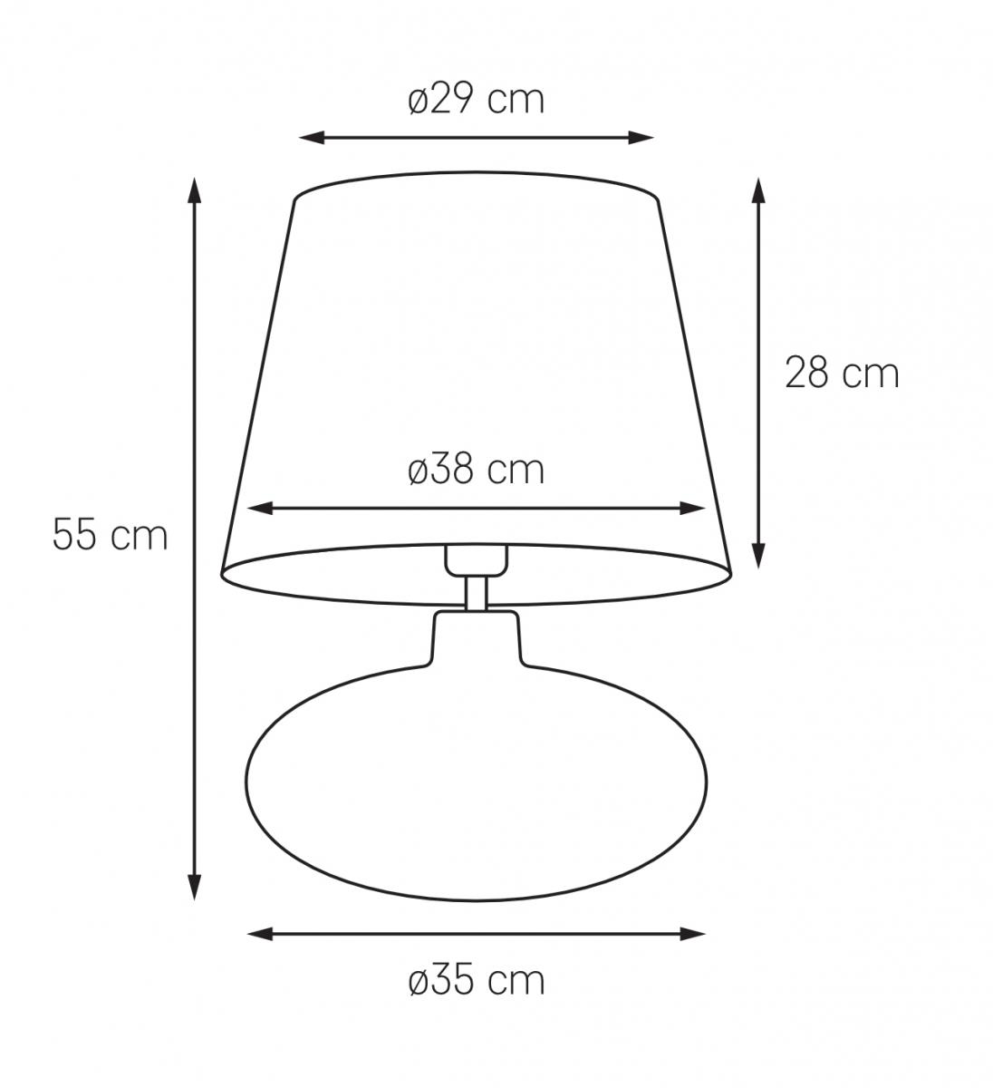 Lampa stołowa SAWA szara, transparentna podstawa