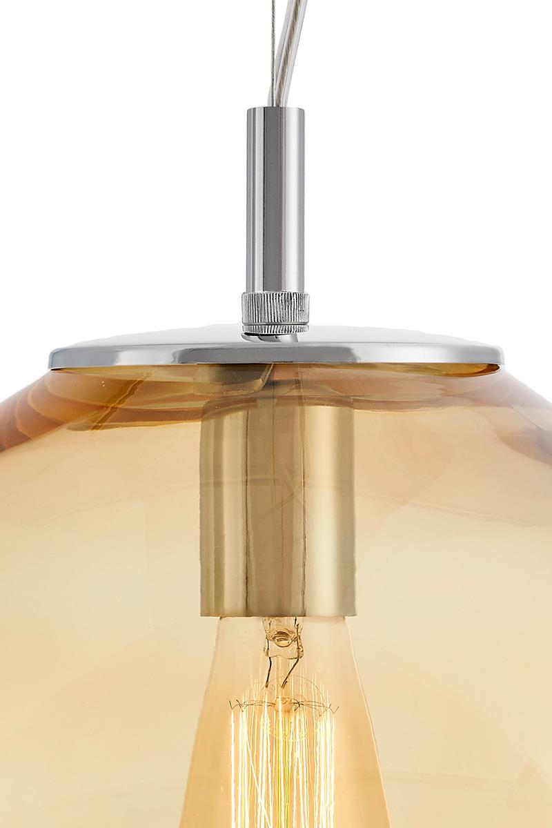 AVIA 3 amber, chrome three-point pendant lamp