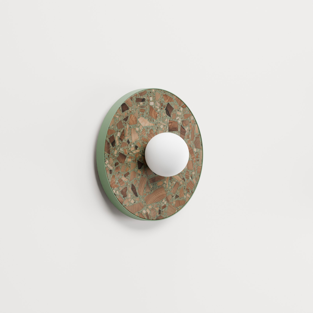 Round wall lamp LEGRA IP44, sage
