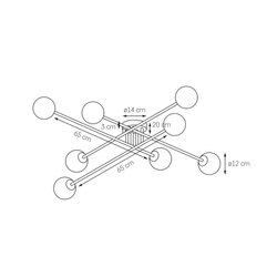 Lampa sufitowa ASTRA 8 czarna