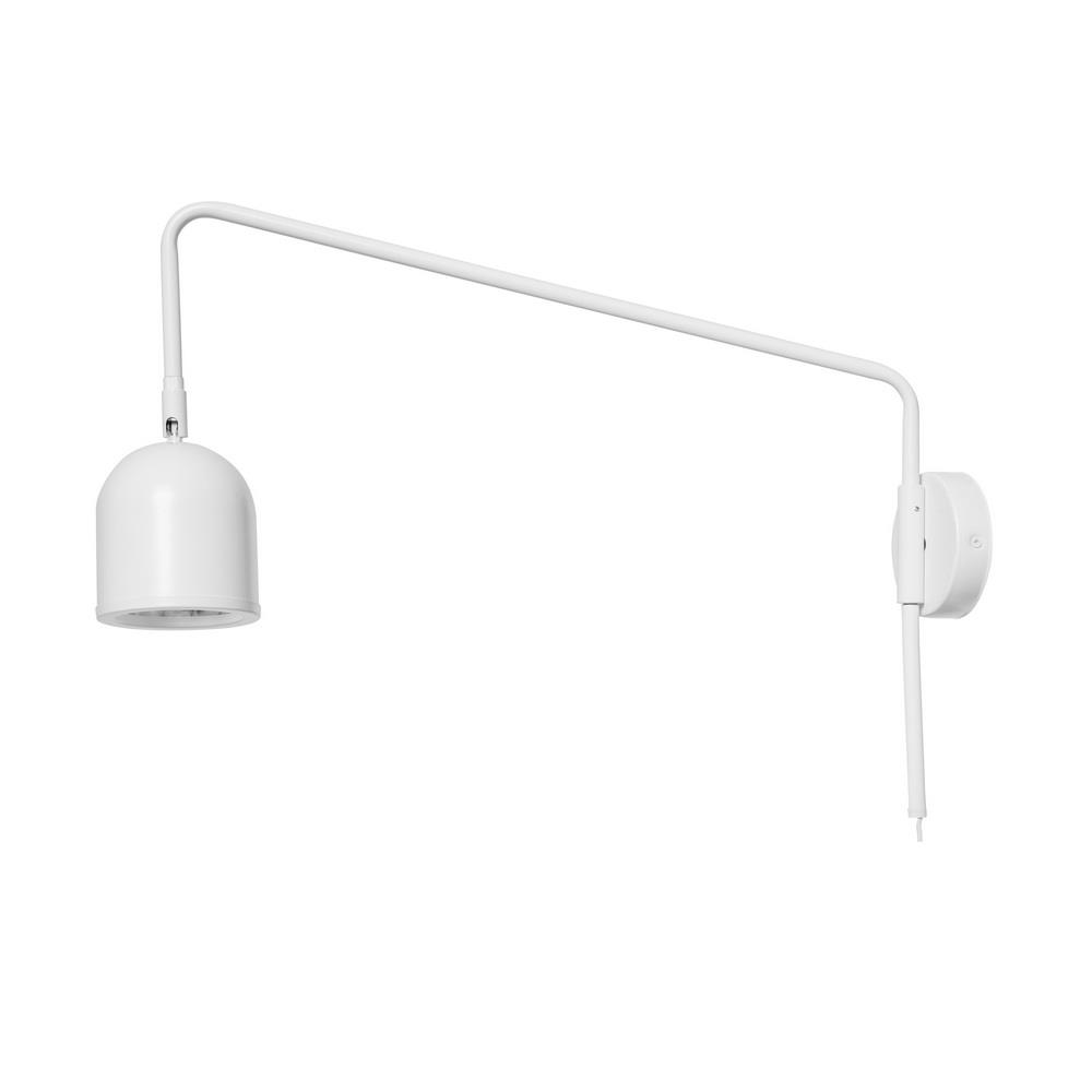 GASPAR wall lamp white, on a cantilever, with an on/off switch