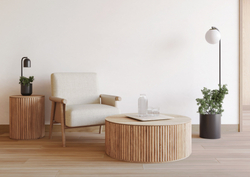 BOTANICA DECO XL floor lamp black, light oak, 147 cm