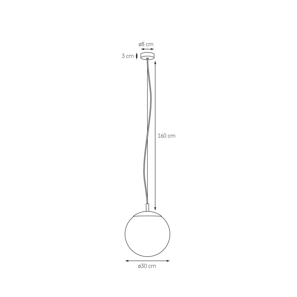 Lampa wisząca ALUR M czarna, biały klosz, 30 cm