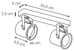Двоточковий стельовий точковий світильник ALTER 2 хром, 26,5 см