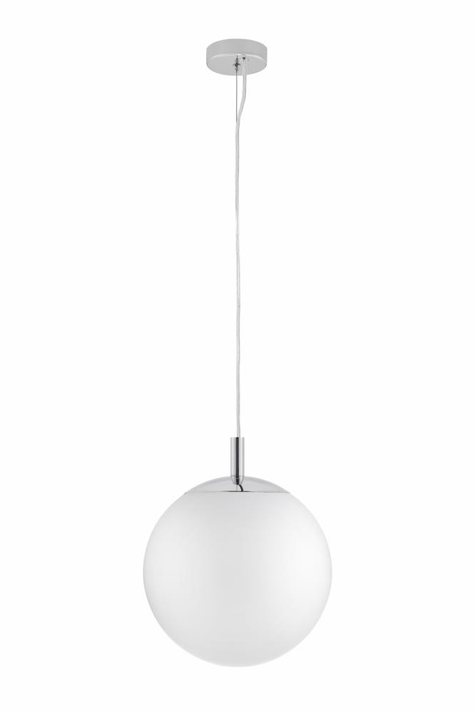 Pendant lamp ALUR L chrome, white lampshade 40 cm