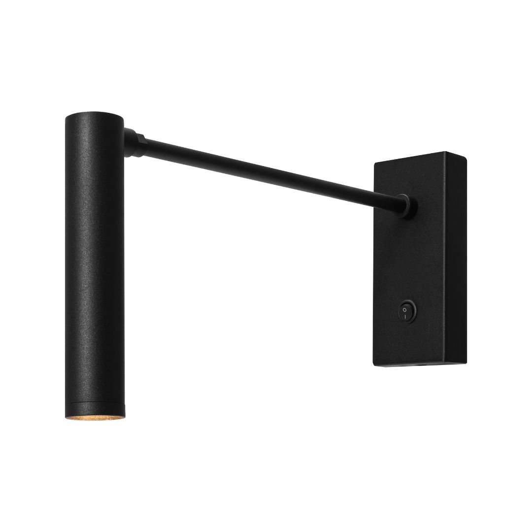 Wall lamp ROLL black, on a boom, with an on/off switch