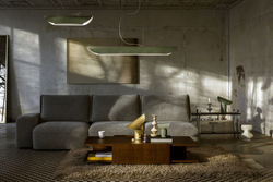 APOLIN 65 cm linear pendant lamp, sage and white