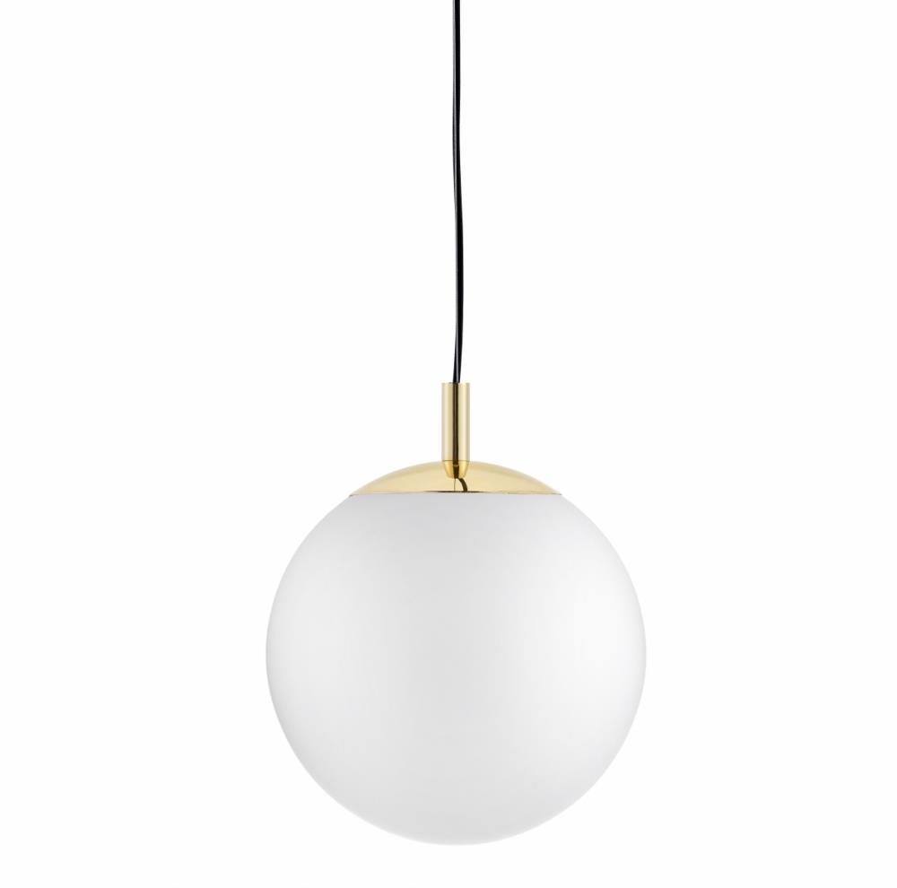 ALUR M gold pendant lamp, white shade, 30 cm