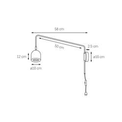 Настінний світильник GASPAR чорно-золотий, консольний, з вимикачем