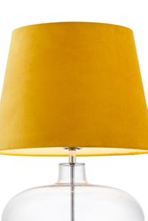 Lampa stołowa SAWA VELVET żółta, transparentna podstawa