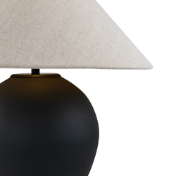 Lampa stołowa CLARA len, grafitowa podstawa