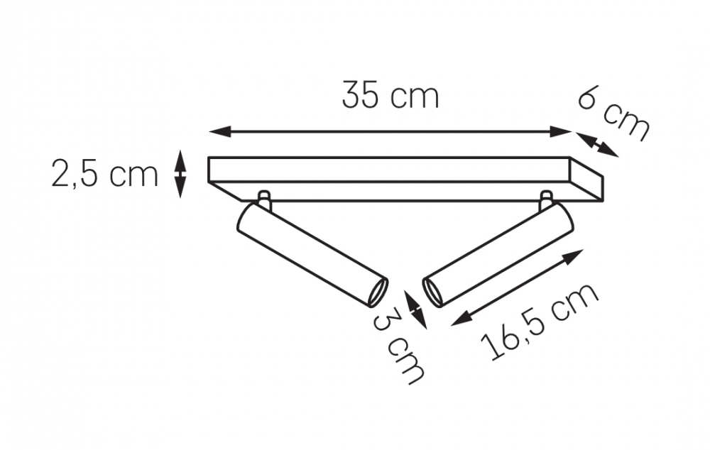 Lampa przysufitowa dwupunktowa ROLL 2 czarna