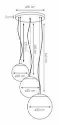 ALUR 2 three-point pendant lamp black, transparent shades