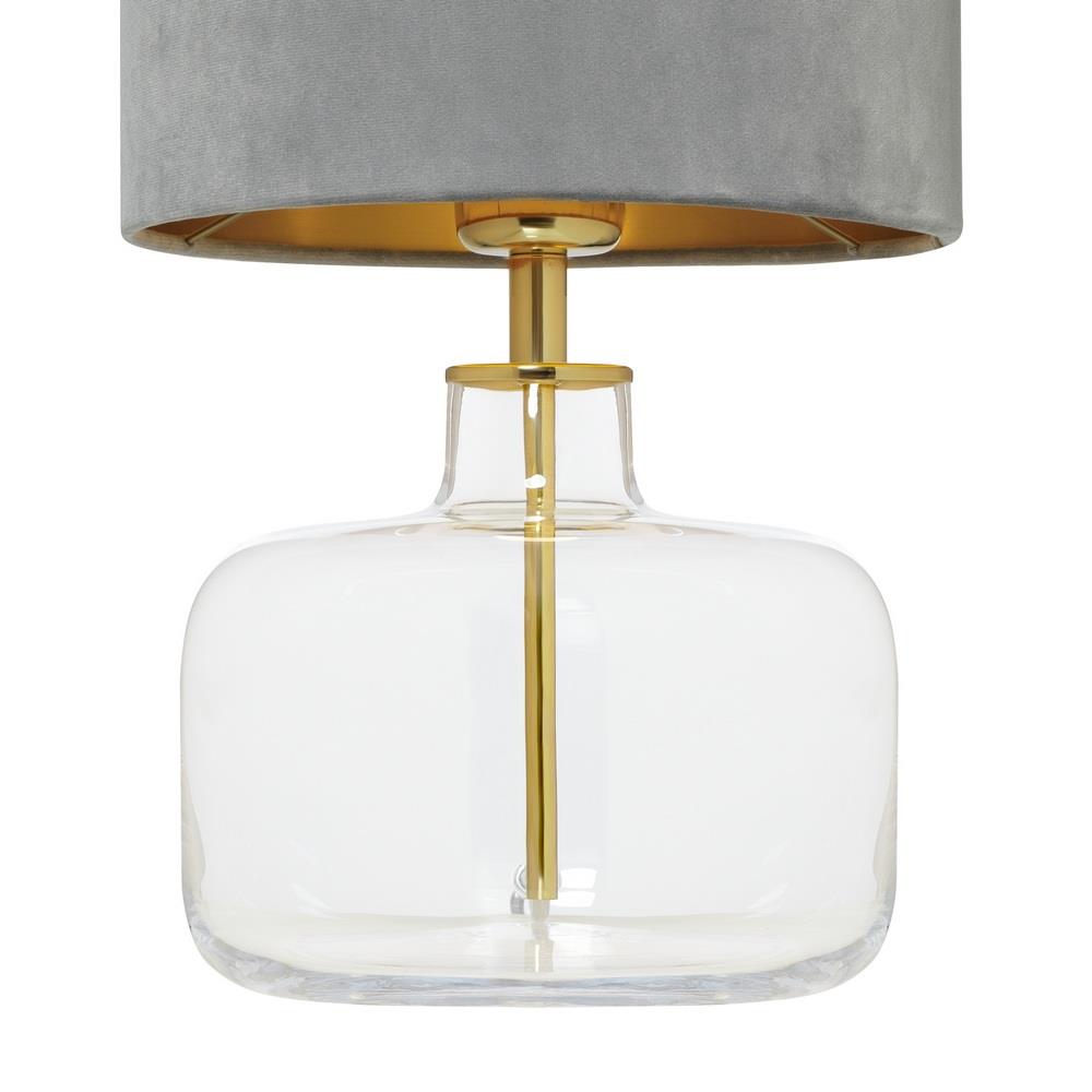 Lampa stołowa LORA szara, transparentna podstawa