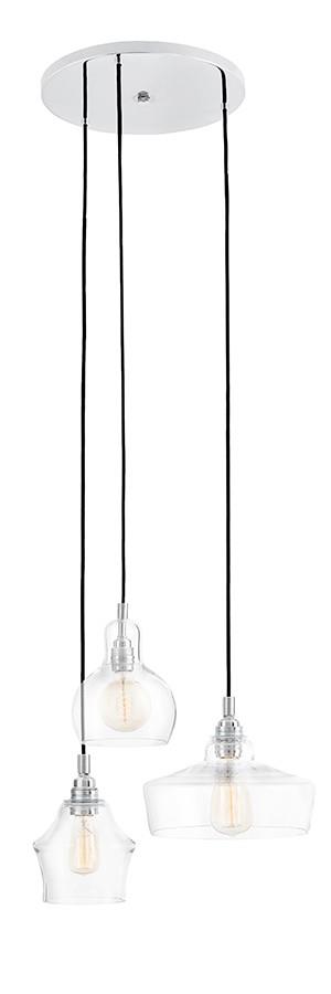 Lampa wisząca trzypunktowa LONGIS CHROM 3 na plafonie