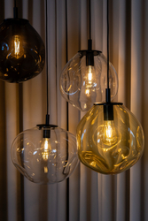 AVIA BLACK M amber pendant lamp, 30 cm