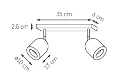 SPARK 2 two-point ceiling spotlight white with chrome finish
