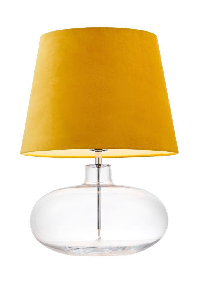 Lampa stołowa SAWA VELVET żółta, transparentna podstawa