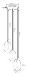 Lampa wisząca trzypunktowa ONYX 3 na plafonie