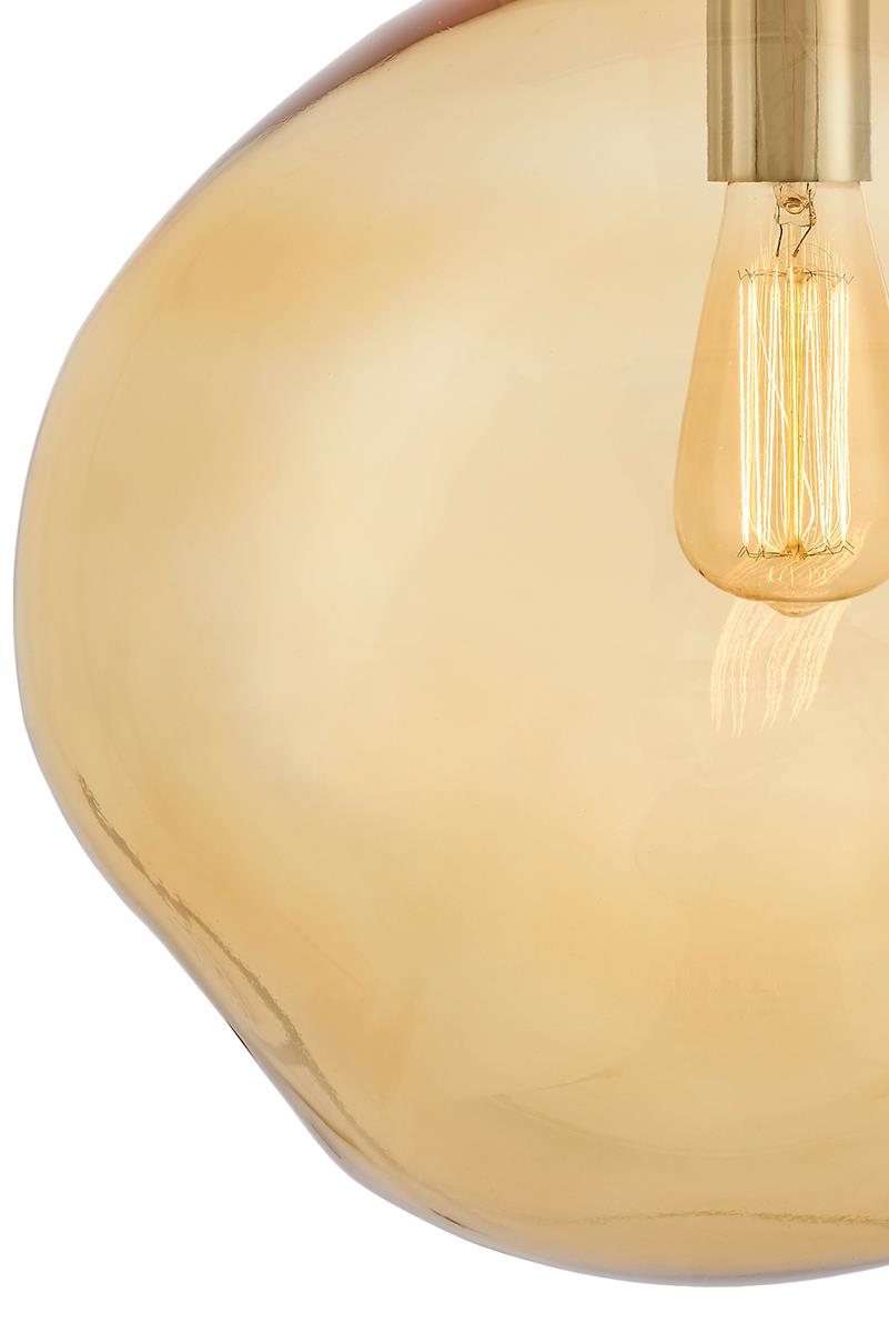 AVIA 3 amber, chrome three-point pendant lamp