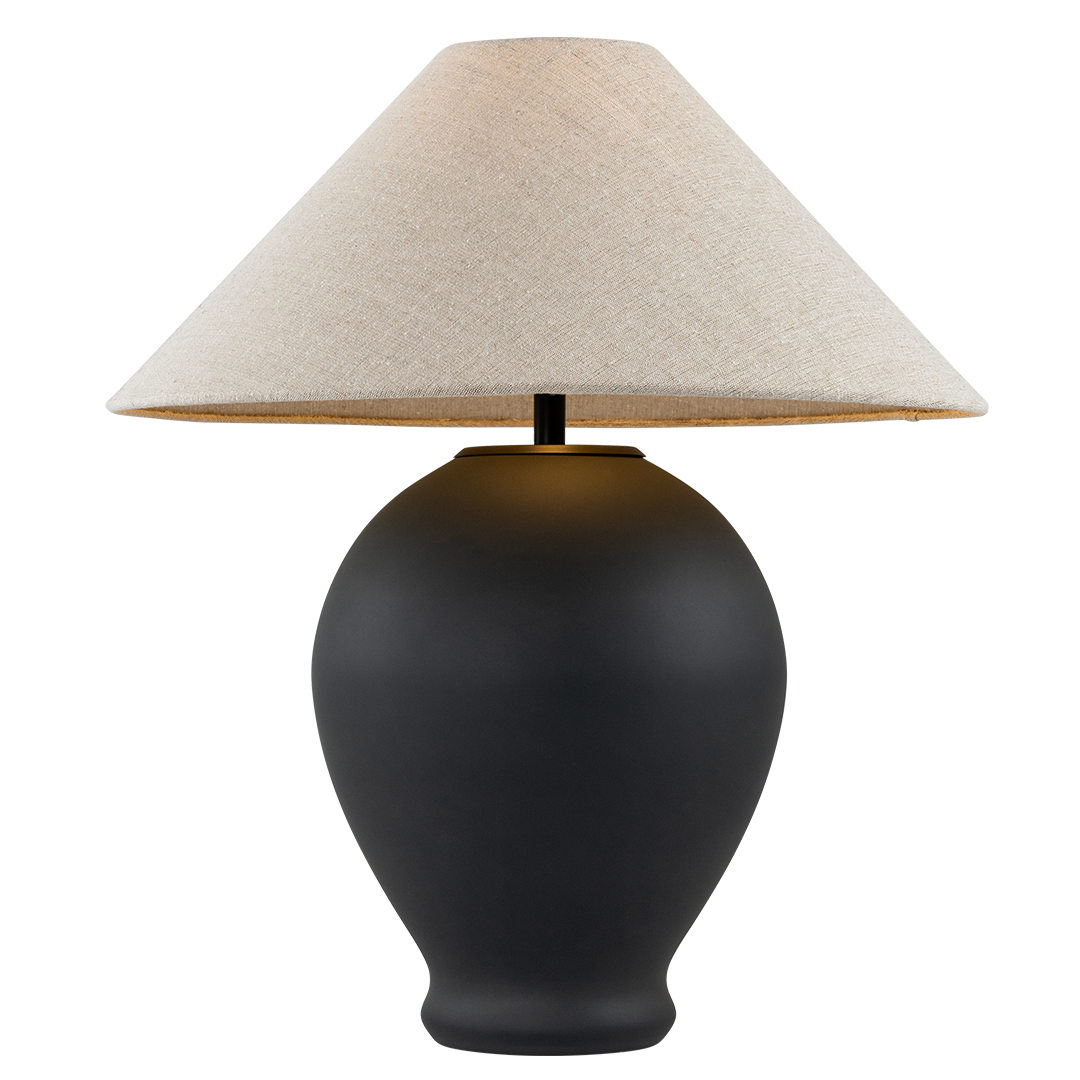 Lampa stołowa CLARA len, grafitowa podstawa