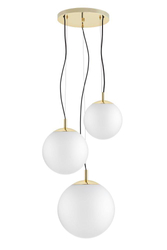 Three-point pendant lamp ALUR 2 gold, white lampshades