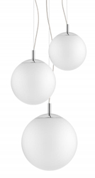 ALUR 2 chrome three-point pendant lamp, white shades