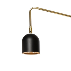 GASPAR black-gold wall lamp, on a cantilever, with an on/off switch