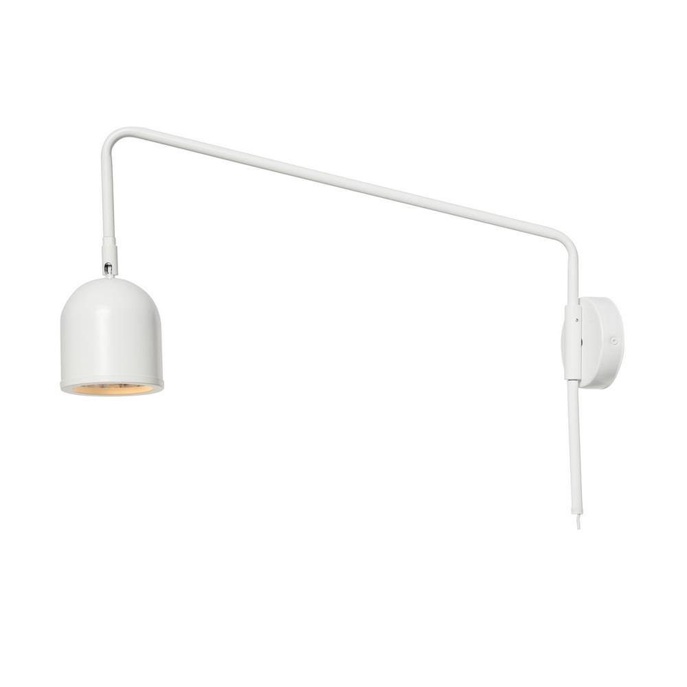 GASPAR wall lamp white, on a cantilever, with an on/off switch